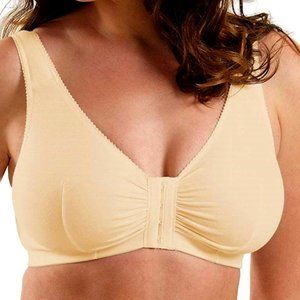 Leading Lady Cotton Front-Closure Leisure Bra, Ecru - 110